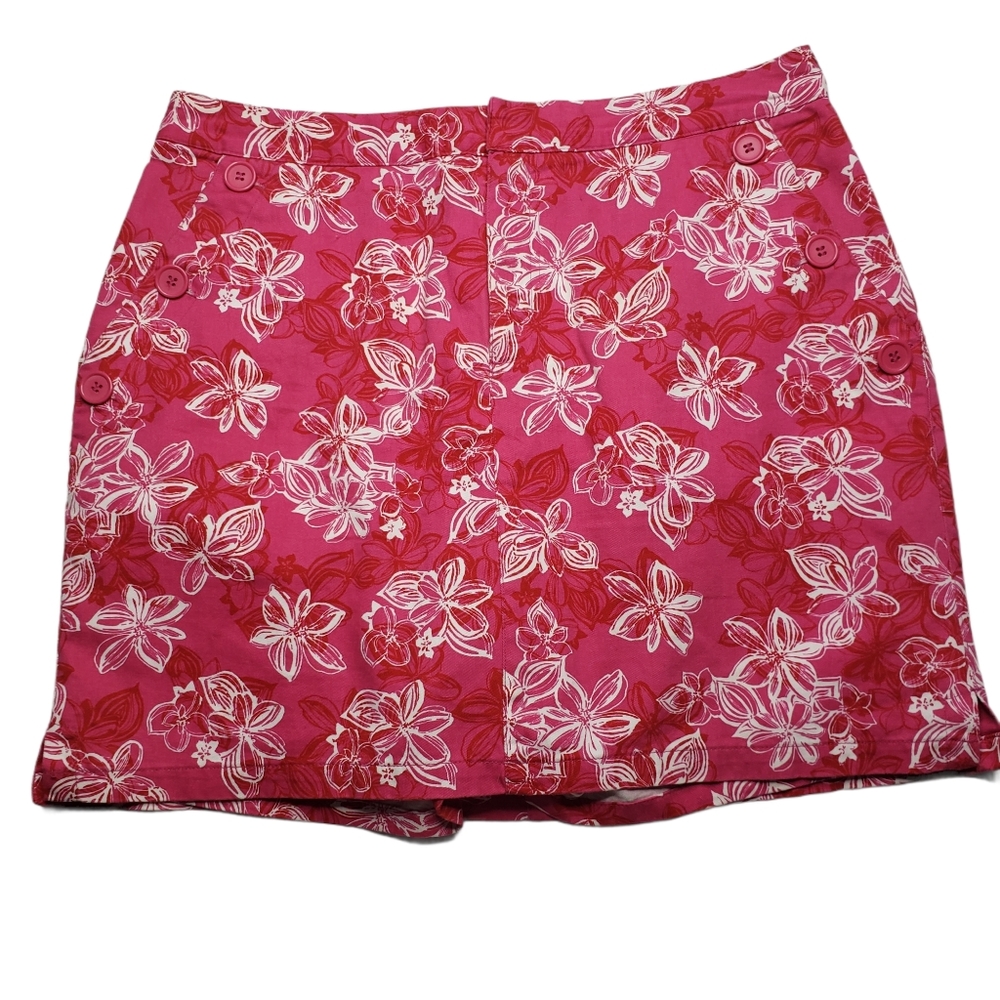 Pink White Floral Skort Shorts Size 14